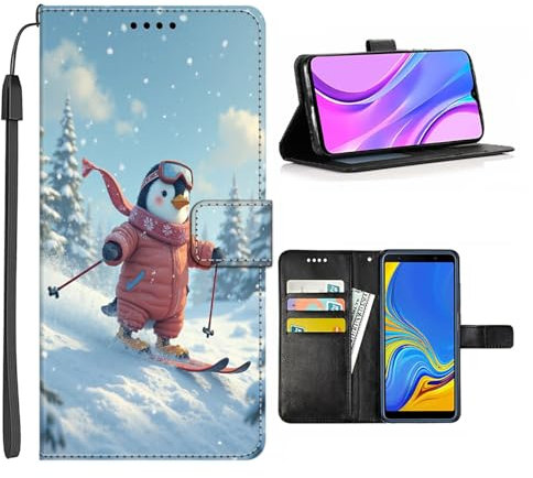 CHUANSHI Étui portefeuille pour LG G8 G8S G8X G7 G6 G5 K20 K22 K31 K40 K40S K42 K50 K50S K51S K52 K62 K61 K71 Penguin-CE5 avec béquille et fentes pour cartes