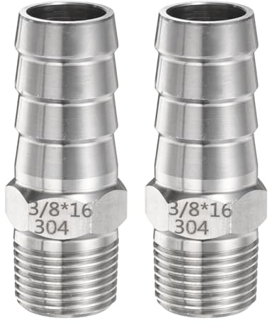 sourcing map 2 raccordi per tubi in acciaio inox da 16 mm con spinato x g 3/8 maschio, raccordi per tubi dell'aria e raccordi filettati per acqua e carburante