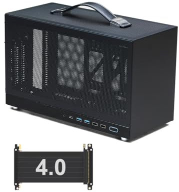 S400 Pro 10.8L Portable Mini-ITX Computer Case with PCIe 4.0 Cable, Advanced Vented Panel, Front Type-C USB3.0 Ports, Fits Triple Slot GPU (Black)