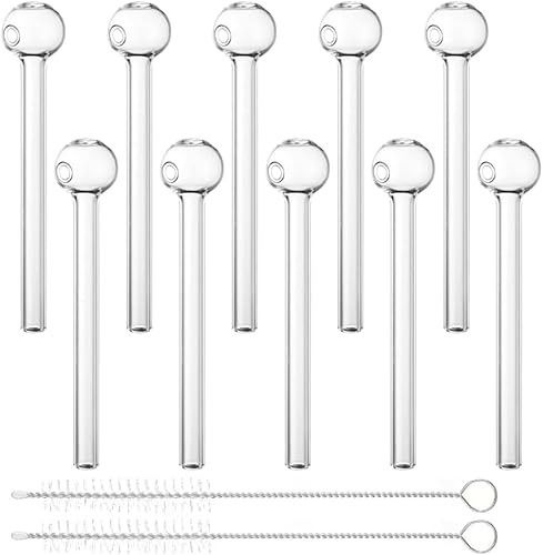 Glaspfeife Crackpfeife ölpfeife Oil Pipe Glas Pipe Glass Pipe Rig Crystal (10, Transparent)