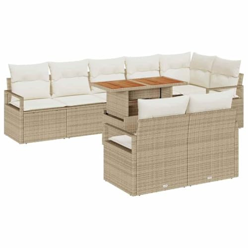 vidaXL Garten-Sofa-Set 9 STK. Beige Poly Rattan