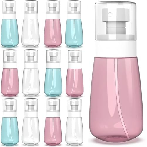 KAHEIGN 12Pcs Small Spray Bottles, 100ml Fine Mist Spray Bottle Leak Proof Mini Empty Sprayer Cosmetic Refillable Travel Container for Perfume Skincare Makeup Lotion Toners (3 Colors)