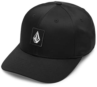 Volcom Unisex Adult 6-Panel Adjustable Snapback Baseball Cap with Stone Logo, Square Black, One size