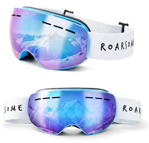 Roarsome Kids Ski Goggles | Anti-Fog UV Protection with OTG Fit & Strap