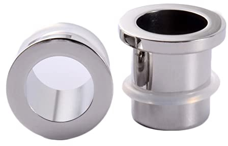 RDSGYZ 2STK Edelstahl Ohr Expander Klassisch, Tunnel Stretching Trendig Piercing Set Hohler runder Zylinder und Schnur für Unisex 10.5-25mm