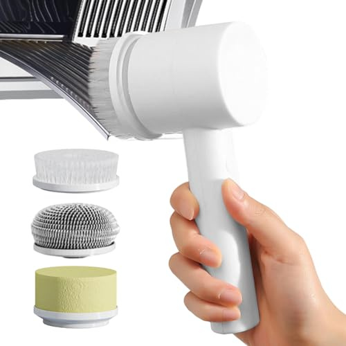 Duschtrockner – mit 3 austauschbaren Bürstenköpfen | Wannenwischer | Reinigungsbürste für mehrere Oberflächen, ideal für die Reinigung von Badewanne, WC, Fliesen, Mörtel, Wände, Böden