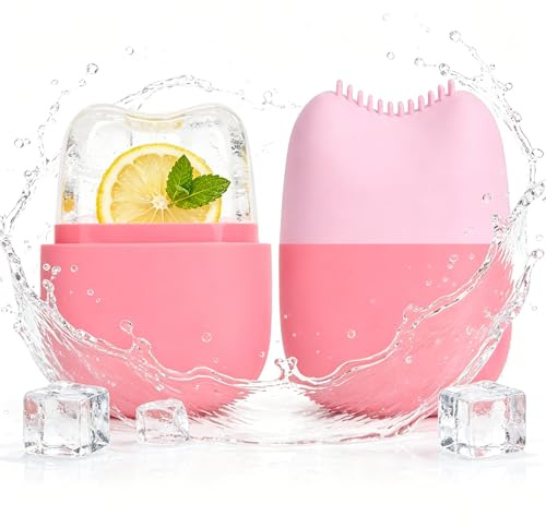 Ice Roller Gesicht,aufgerüstet Verbesserte Eisroller Gesicht,Geeignet für die Gesichts-und Augenpflege;wiederverwendbares Schönheitswerkzeug aus Silikon,das die Haut strafft (pink)