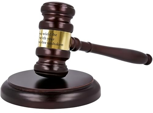 Martillo de madera personalizado con bloque de sonido y banda grabada | Regalo para jueces, jubilados, abogados, subastadores, mazo de juez para juegos de rol y ceremonias de graduación