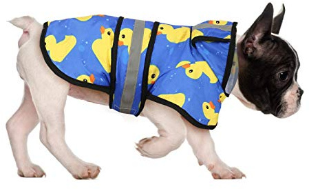 HDE Dog Raincoat Hooded Slicker Poncho for Small to X-Large Dogs and Puppies (Rubber Ducks, Small)