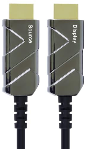 PremiumCord 8K Cavo in Fibra Ottica HDMI 2.1, velocità Ultra Elevata 48 Gbit/s, 3D, EDID, Arc, HDR, Risoluzione 8K@60Hz 4320p, 4K@120Hz, Compatibile con PS5, Xbox Series X, PC, TV, Placcato Oro, 40 m