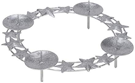 Gehlmann weihnachtlicher dekorativer Adventkranz als Aufsatz zu stecken Sternen Metall mit Silberglitzer (24 cm)