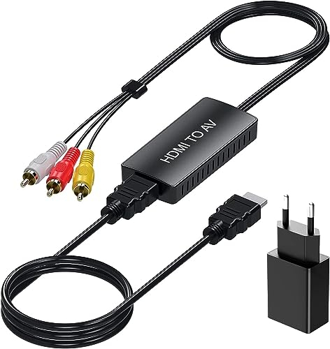 Adaptador convertidor de audio y video compuesto HDMI a AV/RCA, compatible con PAL / NTSC para PS One, PS2, PS3, Ninten 64, STB, VHS, VCR, Blue-Ray Reproductores de DVD Proyector