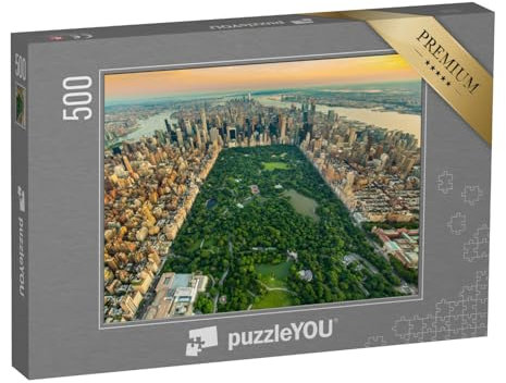 puzzleYOU: Puzzle 500 Teile „Luftaufnahme von Manhatten und Central Park, New York“ – aus der Puzzle-Kollektion Parks, Central Park, Blumen & Pflanzen