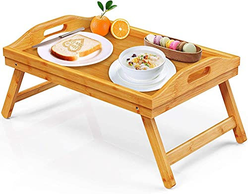 CJCSM Bandeja de Desayuno, Bandeja de Cena de Comida de Madera Plegable para Dormitorio, Hospital, Cama Familiar, Bandeja de Comida de Madera Plegable