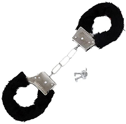 Yucong Metall-Handschellen für Cosplay, Polizei, Kinderspielspielzeug, Metall-Handschellen mit 2 Schlüsseln, Partyzubehör, Kostümzubehör, Handschellen, Requisite, Kleid, Ball, Party (schwarz)