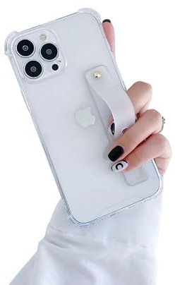 siduater Strap Holder Case for 6.1 iPhone 13 Pro with Kickstand, Clear Soft TPU Protective Case Shockproof Bumper Rugged Cover, Adjustable Finger Grip Loop for iPhone 13 PRO 6.1 Inch, Crystal Clear