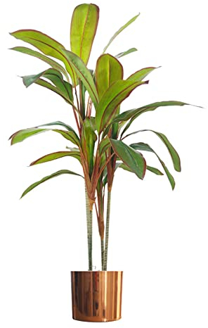 Leaf Pianta di palma artificiale tropicale, Dracaena in rame, 100 cm