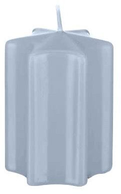 Sternkerzen Jeans Blau 6 x Ø 6 cm, 4 Stück, Adventskerzen, Weihnachtskerzen