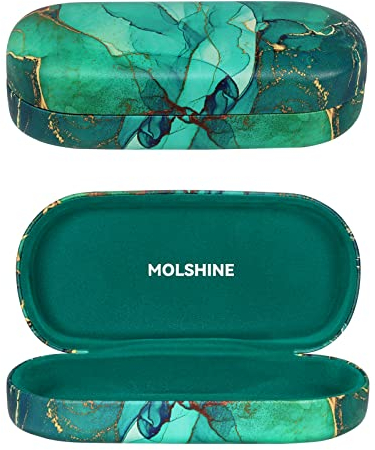 molshine Custodia rigida per occhiali da sole,custodia per occhiali classica grande per donna uomo,occhiali da sole(Verde Smeraldo)