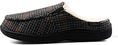 Padders Tom Mens Wide Fit Slip on Memory Foam Slippers - Soft Textile Upper and Open Back Design with Wide G Fitting for Extra Room and Ultimate Comfort