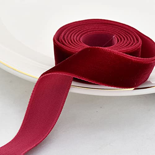 FATCAT Samtband Weinrotes 2.5cm - 27m Samt Band mit Spule - Vintage Geschenkband für Geschenke, Hochzeitsdeko, Blumen, DIY Basteln (Weinrot, 2.5cm X 30Yds)