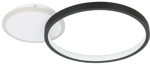 EGLO LED Deckenlampe Gafares, dimmbare Deckenleuchte mit Fernbedienung, quadratische Wohnzimmerlampe aus Aluminium und Stahl in weiß und schwarz, Lampe Decke warmweiß-kaltweiß