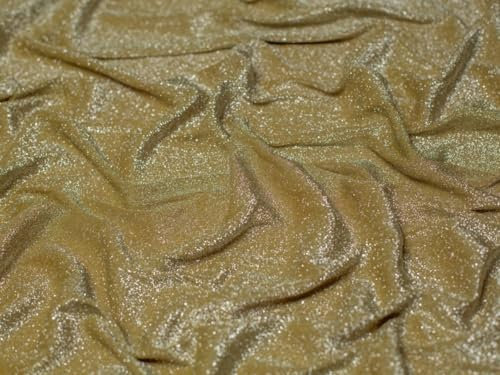 Minerva Lurex Sparkle Metallic Stretch-Strickstoff, goldfarben, Meterware
