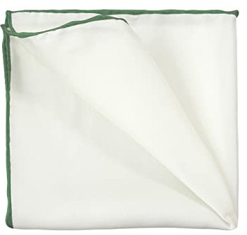 PB Pietro Baldini Einstecktuch aus Seide - Einstecktücher Weiss handrolliert mit farb Absetzung - 30 x 30 cm (Weiß grün)