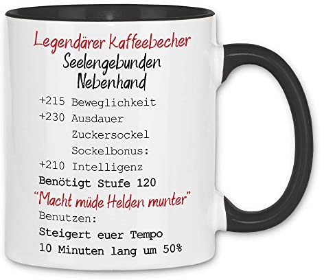 wowshirt Tasse Legendärer Kaffeebecher Level Geschenk für Gamer Zocker Gaming, Farbe:White - Black