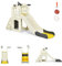 RELAX4LIFE 3 in 1 Centro Attività per Bambini, Parco Giochi con Scivolo, Anello di Lancio e Canestro, Set di Scivoli per Bambini da Giardino o Cameretta, Età 18 mesi-5 anni (Giallo+Beige)