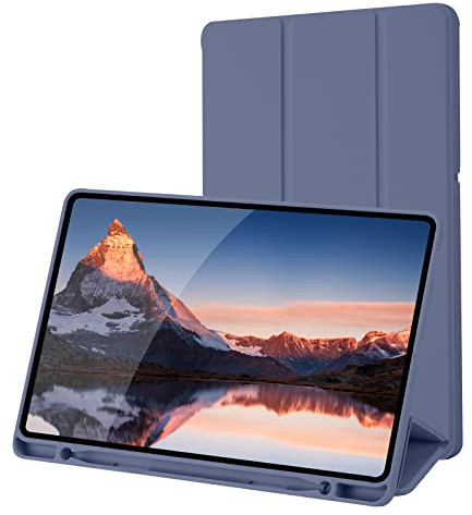 Custodia Cover Compatibile con Samsung Galaxy Tab S6 Lite 10.4 Pollici 2024/2022/2020 SM-P620N/P625N/P610/P613/P615/P619 con Portapenne-Ultra Sottile Cover con Auto Svegliati/Sonno (Blu Grigio)