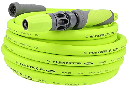 Flexzilla HFZG550SK01-ES 50' SwivelGrip Hose with Nozzle 5/8 in. x 50 ft, ZillaGreen