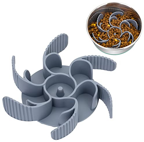 Keegud Slow Feeder Dog Bowls Insert [36 Octopus Suction Cups] Super Firm Eating Bowl [Cuttable] for Large Breed and Medium Size Compatible with Regular Elevated (Turbine)