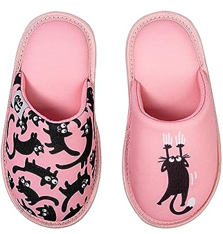 Dedoles Pantofole Donna Uomo & Bambini Ciabatte Memory Foam con tanti Design Unicorno Gatti Caffè Musica Regalo, Colore: Gatti rosa, 34-35 EU