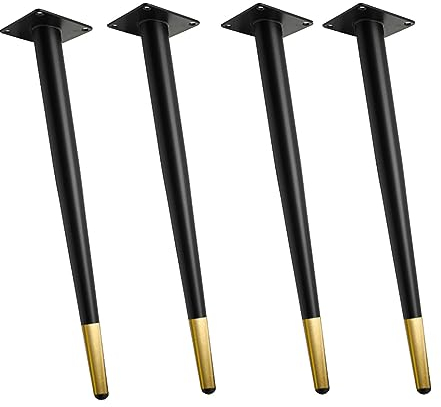 MZZHEDIE 4 Stück Möbelfüße,Konisch Schräg Möbelbeine,Stützfüße aus Metall,Kippen Tischbeine,DIY Ersatz für TV-Schrank Bett Sofa Badschrank Stuhl,Schwarzes Gold (60cm/23.6in)