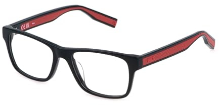 FILA Quadratisch Edelstahl Brillen in Glänzend Dunkelblau für Herren, Brille mit Sehstärke, optional mit Sonnenbrillen tönung oder Blaulichtfilter (Modell VFI539)