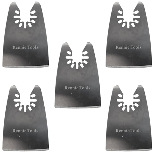 5 X Rennie Tools 50mm Wide Flat Scraper Blades/Oscillating Multitool Blades for Scraping Cutting Removing Paint Caulk Adhesive Sealant Compatible with Dewalt Stanley Worx F30 Erbauer Black & Decker