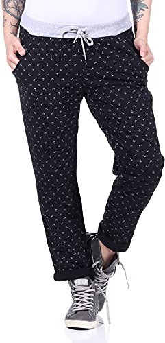ZARMEXX Damen Jogginghosen Sweatpants Sommerhosen Damen Sporthosen Anker Freizeithosen Yogahosen Maritim (schwarz, 36-40)