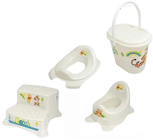 KiNDERWELT Töpfchen Set - für Kleinkinder, Topf, WC Aufsatz, Hocker, Windeleimer (4er Set mit 2-stufigem Hocker)