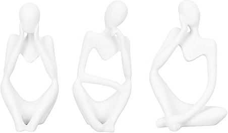 Topyond 3 Teiliges Abstraktes Denker Statuen Set,Der Denker Skulptur,Weiße Harzskulpturen,Heim Und Bürodekoration,Skulptur Deko, Geschenk Für Kunstbegeisterte Und Denker