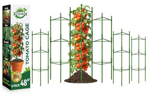 Halatool 6 Stück Tomaten Rankhilfe,120cm Verstellbarer Pflanzenstütze Pfahl | Tomatenkäfig, Gartenpfähle, Tomatenspalier für Töpfe, Tomatenpflanzenstütze für Hochbeet und Klettergemüse,Blumenstütze