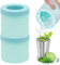 Xinlon 2 Pièces moule glacon silicone Bleu, bac a glacons Reutilisable avec couvercle, Empilable Mini Seau à Glace pour cocktails, boissons réfrigérées et whisky, Bac à Glacon
