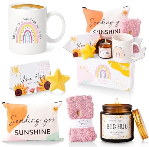 MUJUZE Coffret Cadeau Femme,Idée cadeaux anniversaire, Set de Tasses Positif pour Amie, Présent pour Meilleure Amie, Cadeau pour Sœur, Encouragement Coffret de Rétablissement Féminin