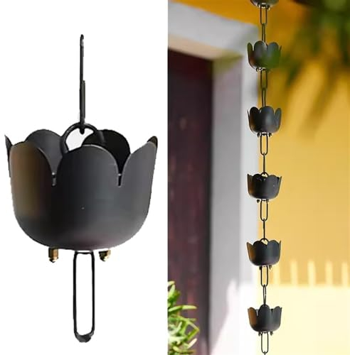 WDJBPSH Regenketten Etzen Regenrinnen-Fallrohr, Japanischer Stil Metall Traufe Hängende Regenkettenbecher, 1 2 3 4 M Länge Garten/Innenhof/Hinterhof/Pavillon Regenwasserfänger (Size : 2m/6.5ft)