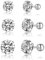 SLUYNZ Sterling Silver Round Simulated Diamond Stud Earrings for Women Teens Round CZ Stud Earrings Set Screw Back Small CZ Ear Stud Set 3 Pairs (A-Silver)