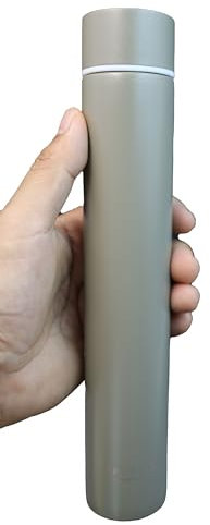 Borraccia termica in acciaio inox, super sottile, 25,5 x 4,5 cm, 260 ml (grigio)