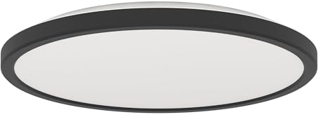 EGLO LED Deckenleuchte Rovito, runde Badezimmer Deckenlampe | Badlampe Decke aus Kunststoff in Schwarz und Weiß, Deckenbeleuchtung warmweiß-kaltweiß, IP44, Ø 30 cm