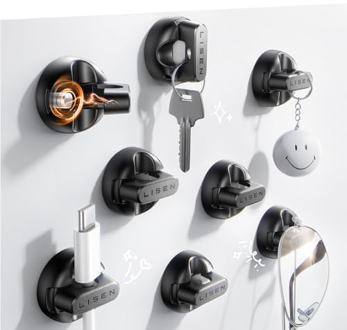 LISEN Magnetischer Ladekabel-Organizer, leicht zu öffnender Kabelhalter mit starkem Klebstoff, Kabelmanagement-Clips ordentlich für Nachttisch, Schreibtisch, Zuhause, Büro, Auto, 8 Stück