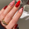 Christmas False Nails - 24Pcs Short Almond Frensh Glitter Red Fake Nails - Cute Christmas Hat Glitter Designs Press on Nails - Acrylic Full Cover False Nails with Glue for Nail Art