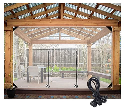 Outdoor Waterproof Clear Tarpaulin with Zipper Door for Pavilion Camping Patio and Pergola Side Panel Cover for Rain Protection and Privacy
